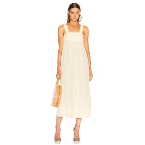ULLA JOHNSON Iggy Wide Leg Jumpsuit Lemon/Yellow Cream Women’s SIZE 6 - Picture 1 of 11